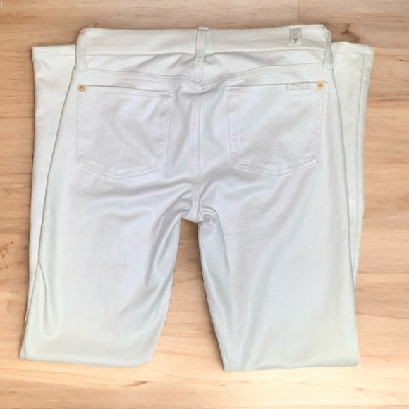 7 FOR ALL MANKIND SKINNY CREAM FAUX SUEDE PANTS SIZE 26 - Picture 7 of 15